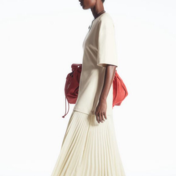 COS Dresses & Skirts - COS PLEATED-SKIRT T-SHIRT DRESS Off-white